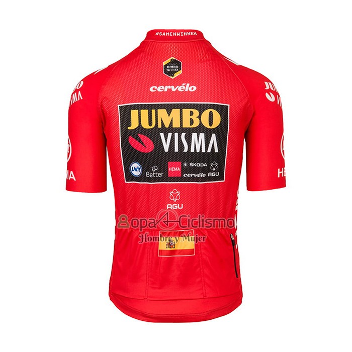 Jumbo Visma Ropa Ciclismo Culotte Corto 2021 Mangas Cortas Rojo
